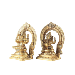 Superfine Brass Ganesh Lakshmi Idol Set with Prabhavali - 9" Height